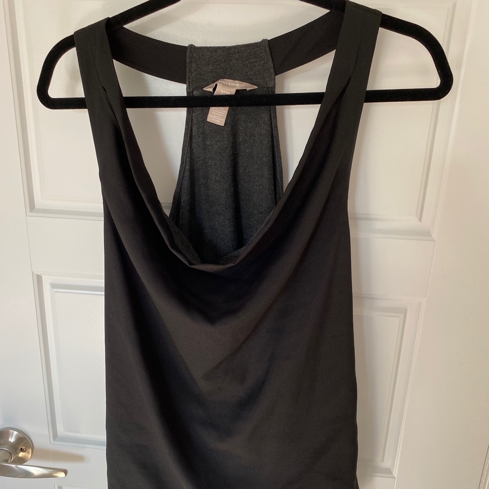 Black Scoop Neck Racerback Blouse